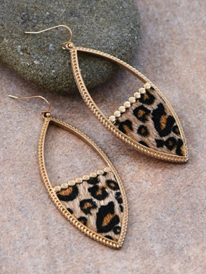 Leopard Print Leather Drop Earrings