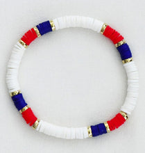 Americans Patriotic Red White Blue Bead Bracelet