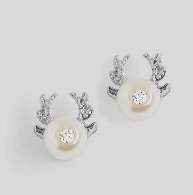 Pearl Reindeer Stud Earrings