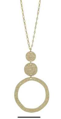 Round Hammered Metal Pendant Necklace