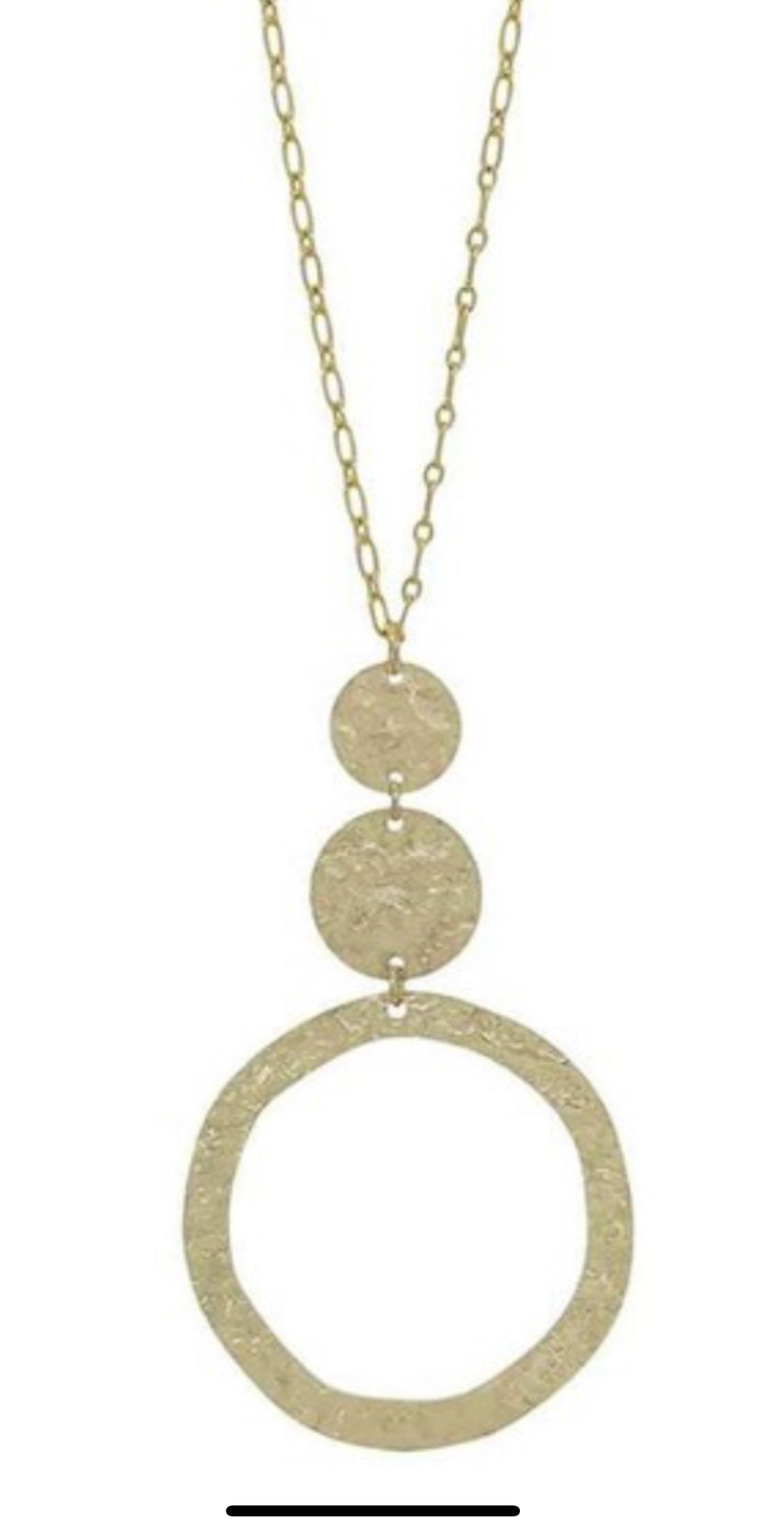 Round Hammered Metal Pendant Necklace