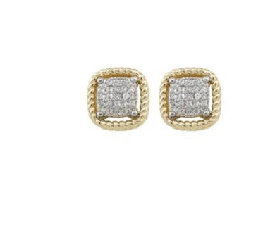 Square Crystal Two Tone Earrings