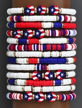 Americans Patriotic Red White Blue Bead Bracelet