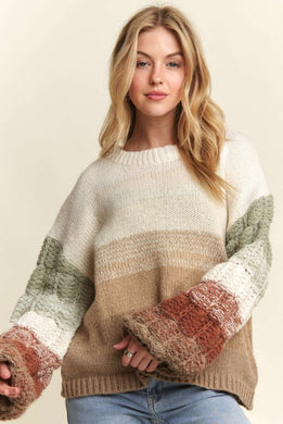 Puff Sleeve Ombré Sweater Top