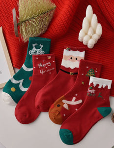 Festive Merry Christmas Cartoon Print Socks