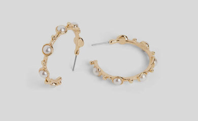 Pearl Studded Hoop Earrings