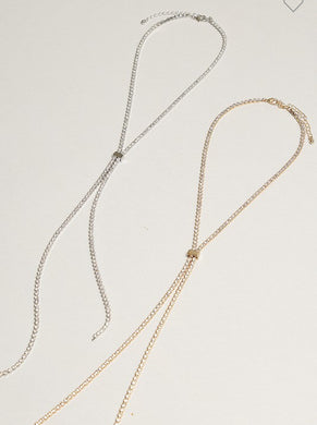 Rhinestone Brass Y Shape Necklace