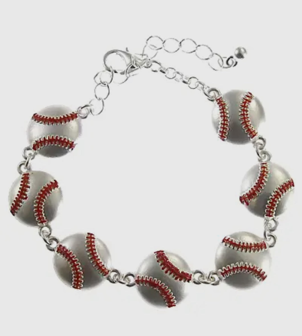 Baseball Sports Link & Chain Metal Bracelet