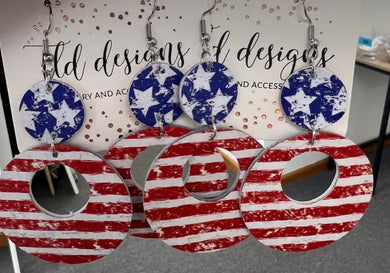 Stars and Stripes Reversible Leather Earrings