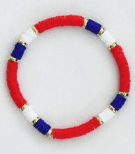 Americans Patriotic Red White Blue Bead Bracelet