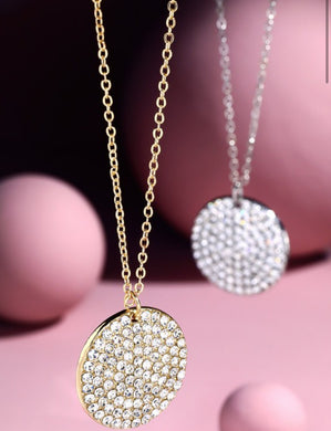 Pave Disc Pendant Necklace