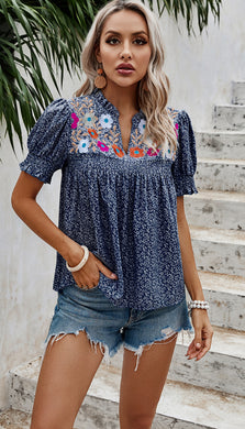 Floral Puff Sleeve Loose Fit Ruffle