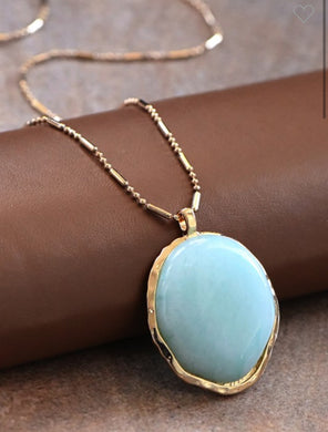 Natural Mint Stone Pendant Necklace