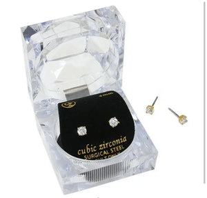 4mm Round Cut Crystal CZ Earrings