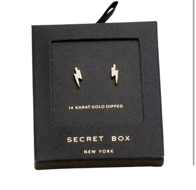 Secret Box 14K Good DippedLightning Stud Earrings