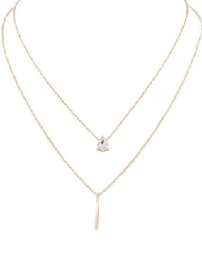 Jewel Teardrop Bar Necklace