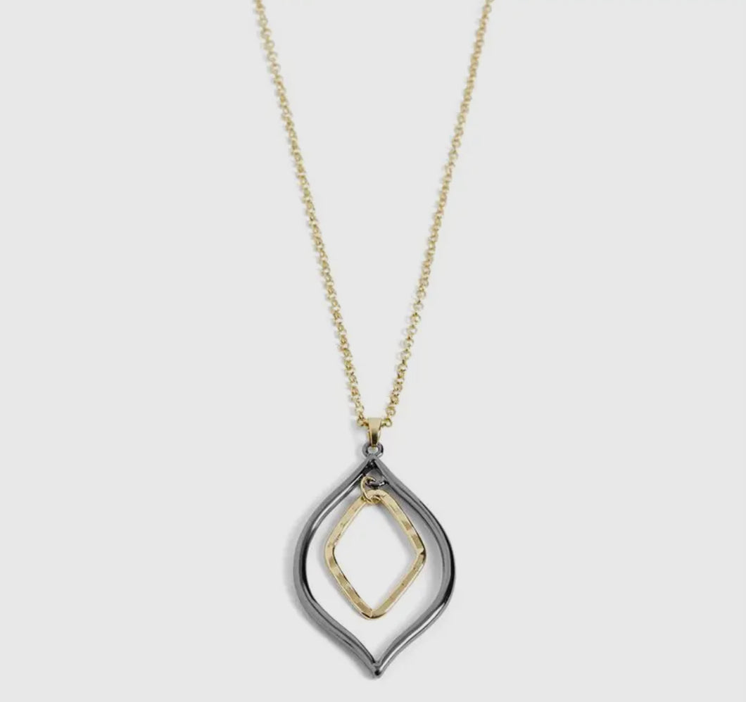 Pointed Teardrop Dangle Necklace