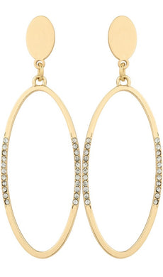 Oval Rhinestone Post Dangling Earrings