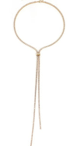Rhinestone Brass Y Shape Necklace