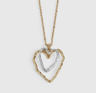 Mixed Metal Double Heart Necklace