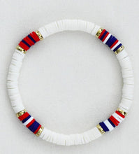 Americans Patriotic Red White Blue Bead Bracelet