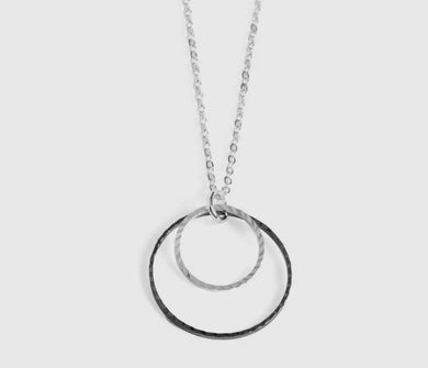 Hammered Double Hoop Necklace