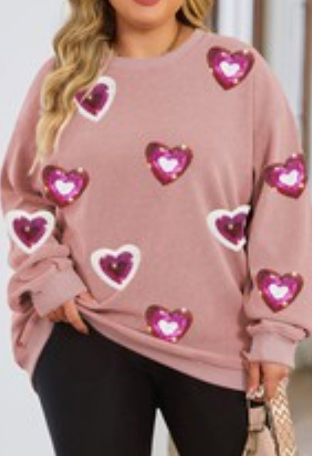 Plus size Sequin Heart Pullover