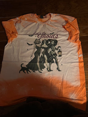 Lets Go Ghouls Bleached Halloween T-Shirt: Heather Orange / L