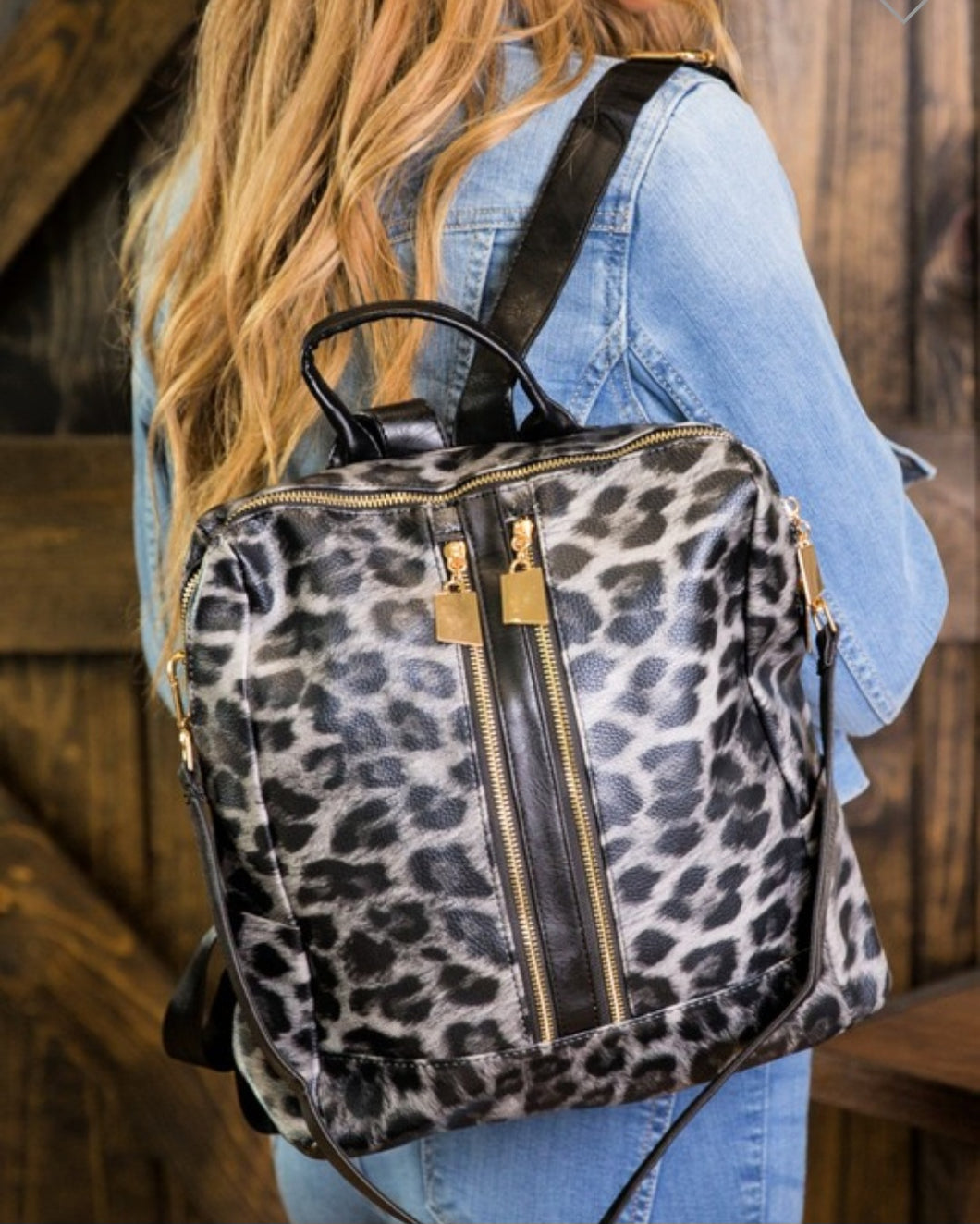 Leopard Convertible Vegan Leather Backpack