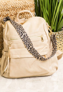 Madi Convertible Bag Backpack with Leopard Strap