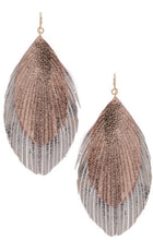 Layered Faux Leather Feather Drop Earrings