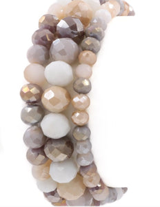 Layered Faceted Bead Stretch Bracelet
