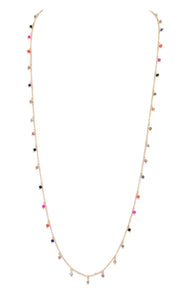 Metal Faceted Bead Long Necklace