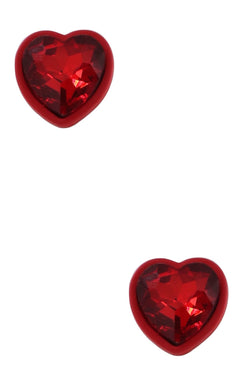 Glass Heart Jewel Post Earrings