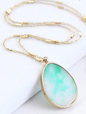 Natural Stone Teardrop Pendant Necklace