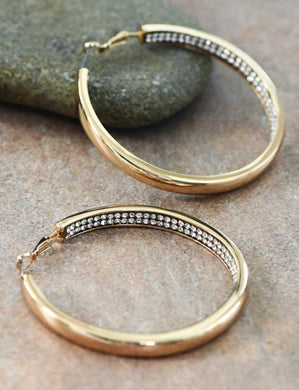 Gold Plated Hoop Earring with Rhinestones