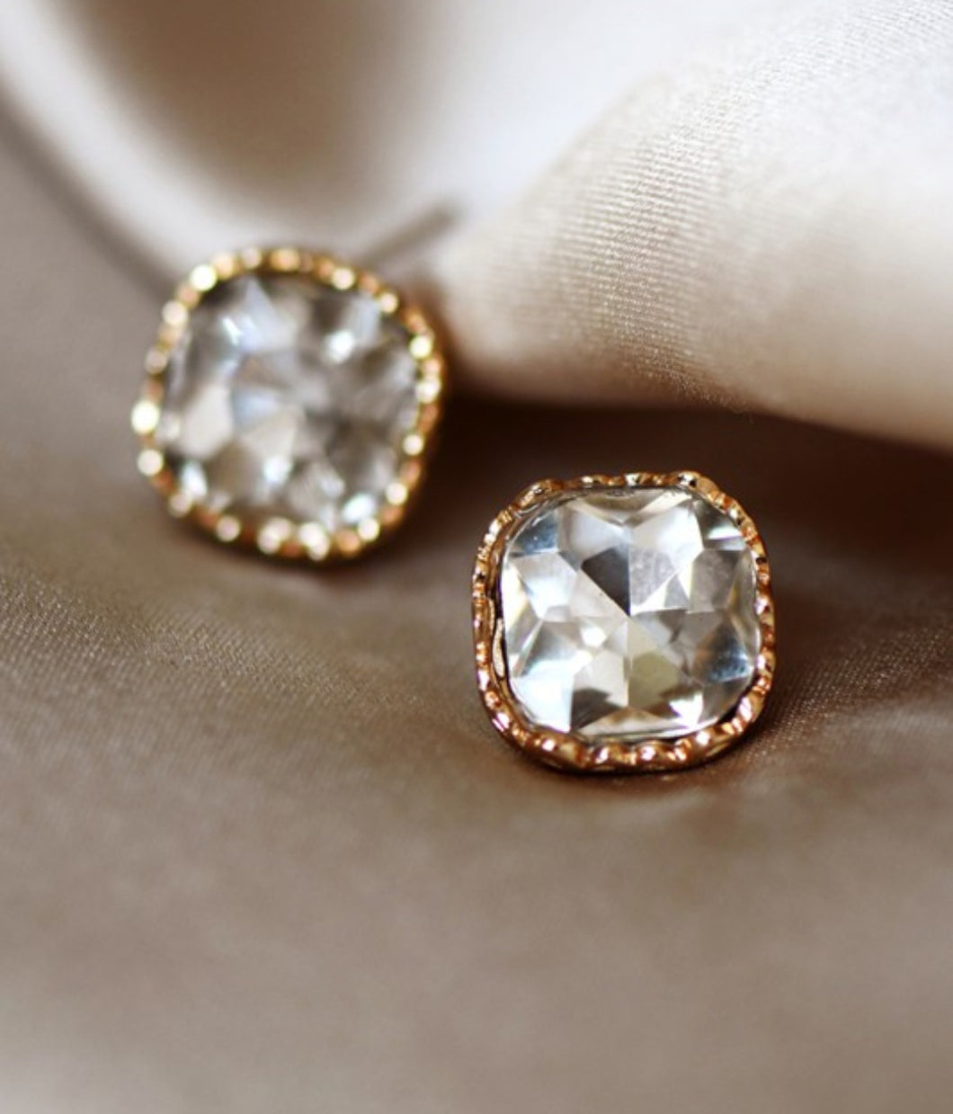 Cubic Zirconia CZ Crystal Square Stud Earrings