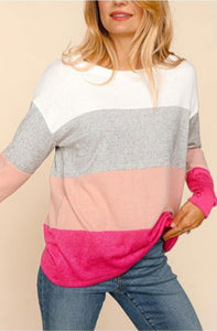 Multicolor Color Block Long Sleeve Top