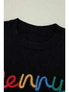 Tinsel Merry & Bright Round Neck  Sweater