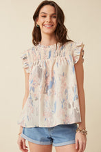 Watercolor Smocked Yoke Ruffled Tank