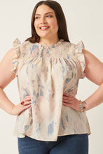 Watercolor Smocked Yoke Ruffled Tank