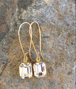 Clear Drop Crystal Earrings - Silver & Gold