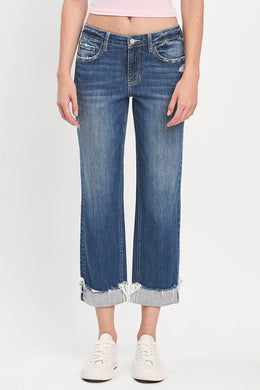 MID RISE CUFFED BOYFRIEND JEANS