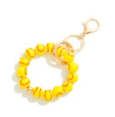 Beaded Sports Wristlet Keychain