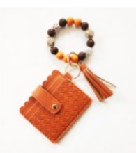 Beaded Bracelet Keyring with Woven Wallet