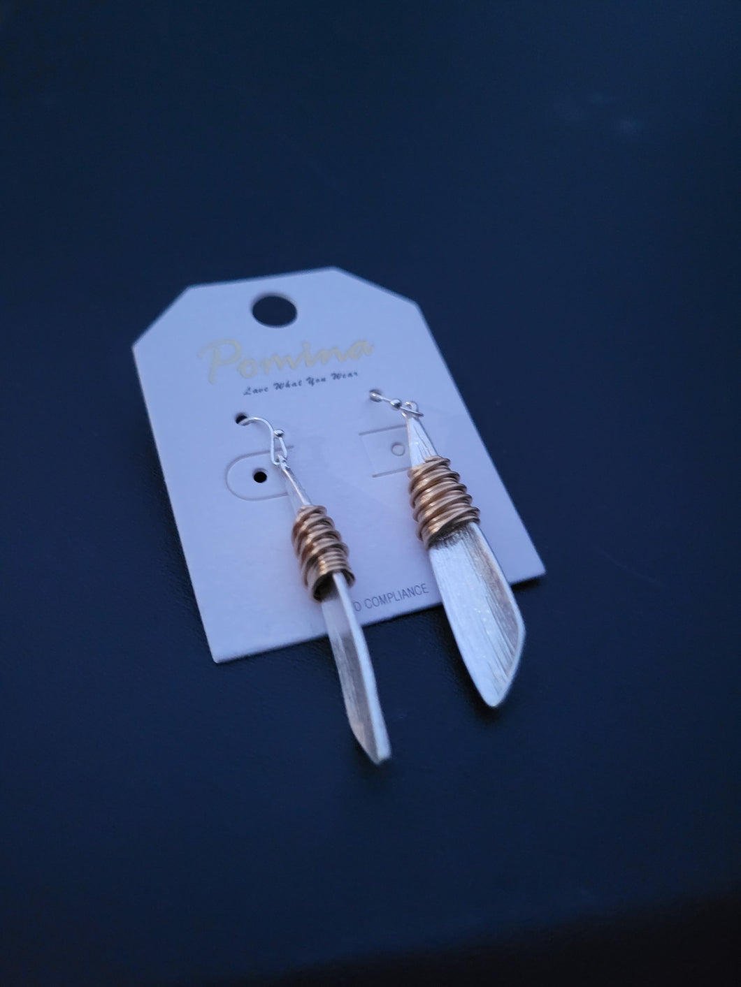 Metal Drop Earrings with Twine Accent