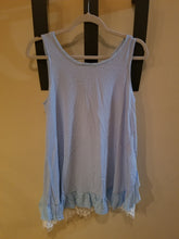 Light Blue Tank with Lace Ruffle Back