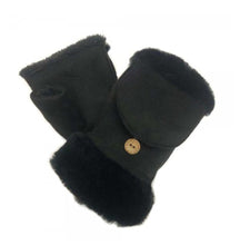 Faux Fur Lined Suede Convertible Mittens