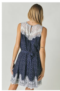 Navy Dress with Lace Detail