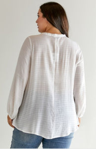 Long Sleeve White Top with Cutout Detail